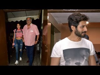 SPOTTED : Janhvi Kapoor, Boney Kapoor & Kartik Aaryan at Juhu | SpotboyE