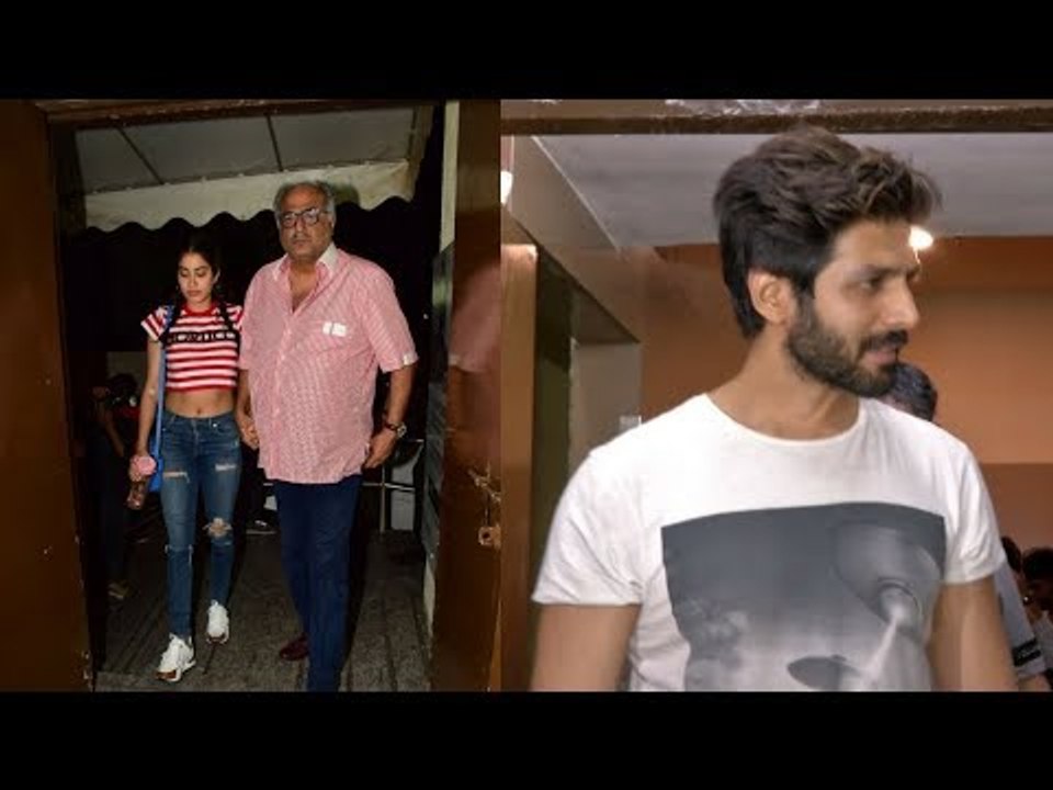 SPOTTED : Janhvi Kapoor, Boney Kapoor & Kartik Aaryan at Juhu | SpotboyE