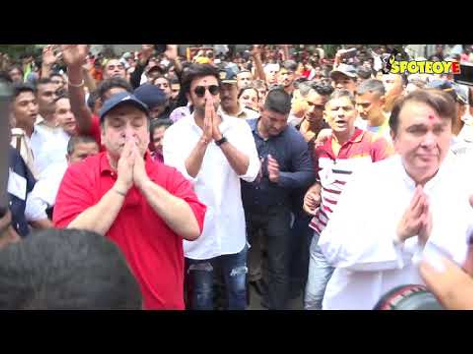 Uncut | Ranbir Kapoor with Dad Rishi Kapoor& Randhir Kapoor at RK Studios Ganpati Visarjan 2018
