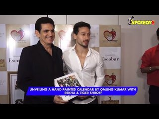 Unveiling A Hand Painted Calendar By Omung Kumar With Rekha And Tiger Shroff | SpotboyE
