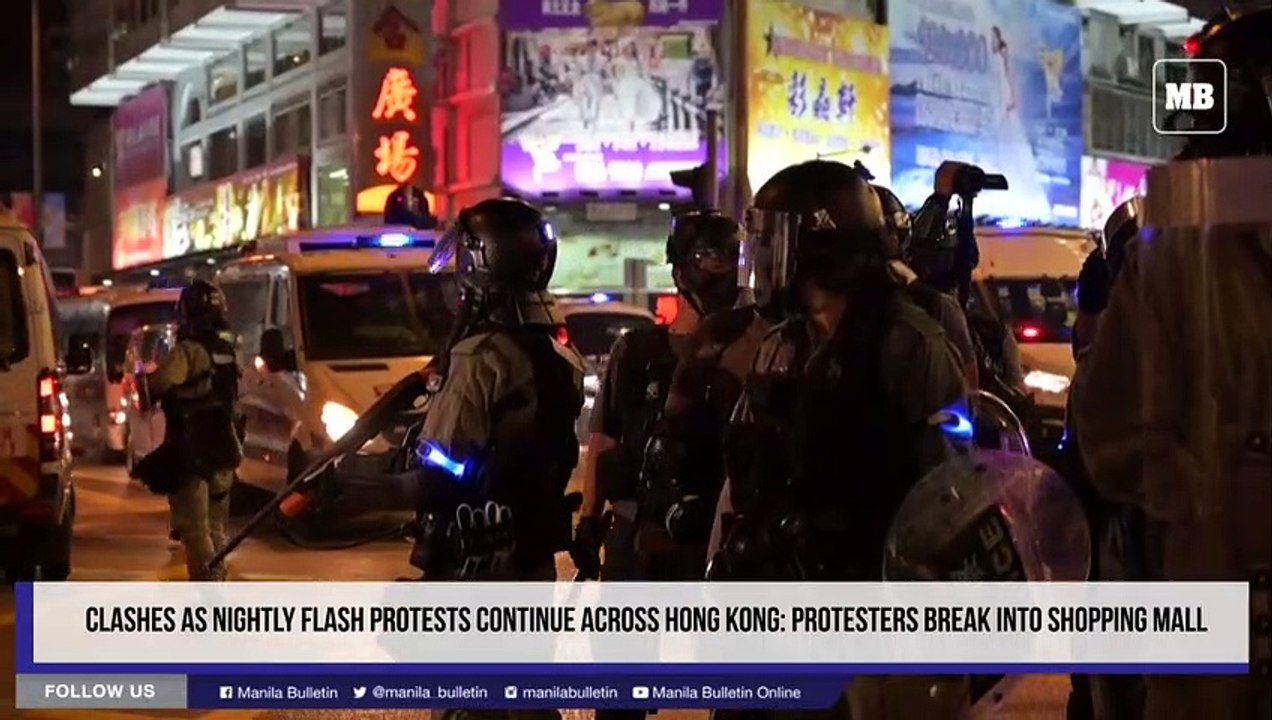 Clashes as nightly flash protests continue across Hong Kong