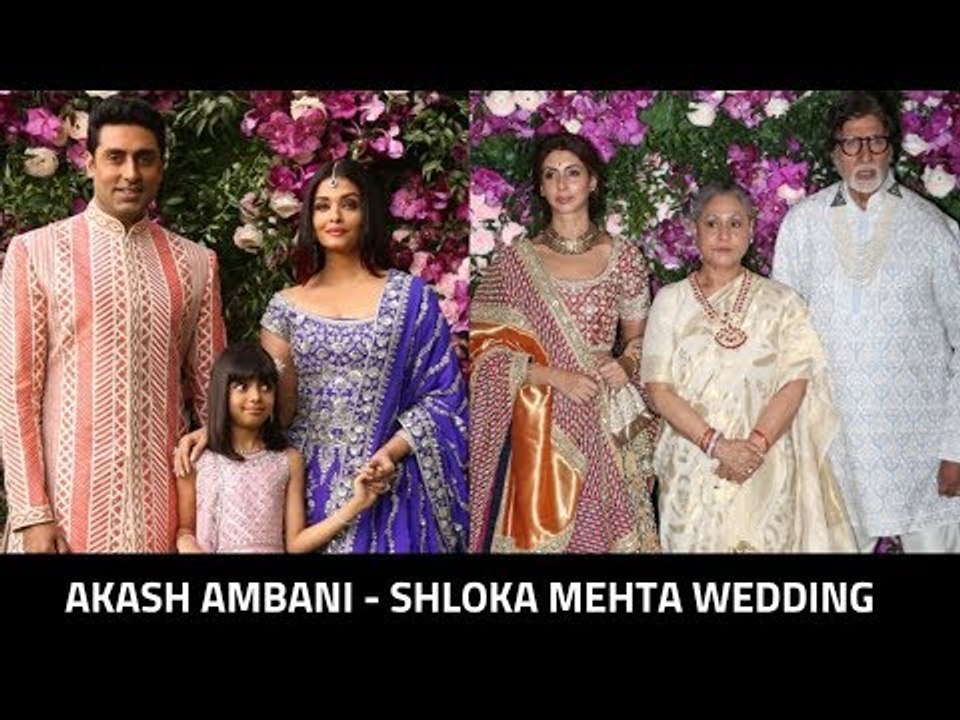 Amitabh Bachchan With Jaya, Abhishek, Aishwarya & Aaradhya At Akash - Shloka Wedding 2019