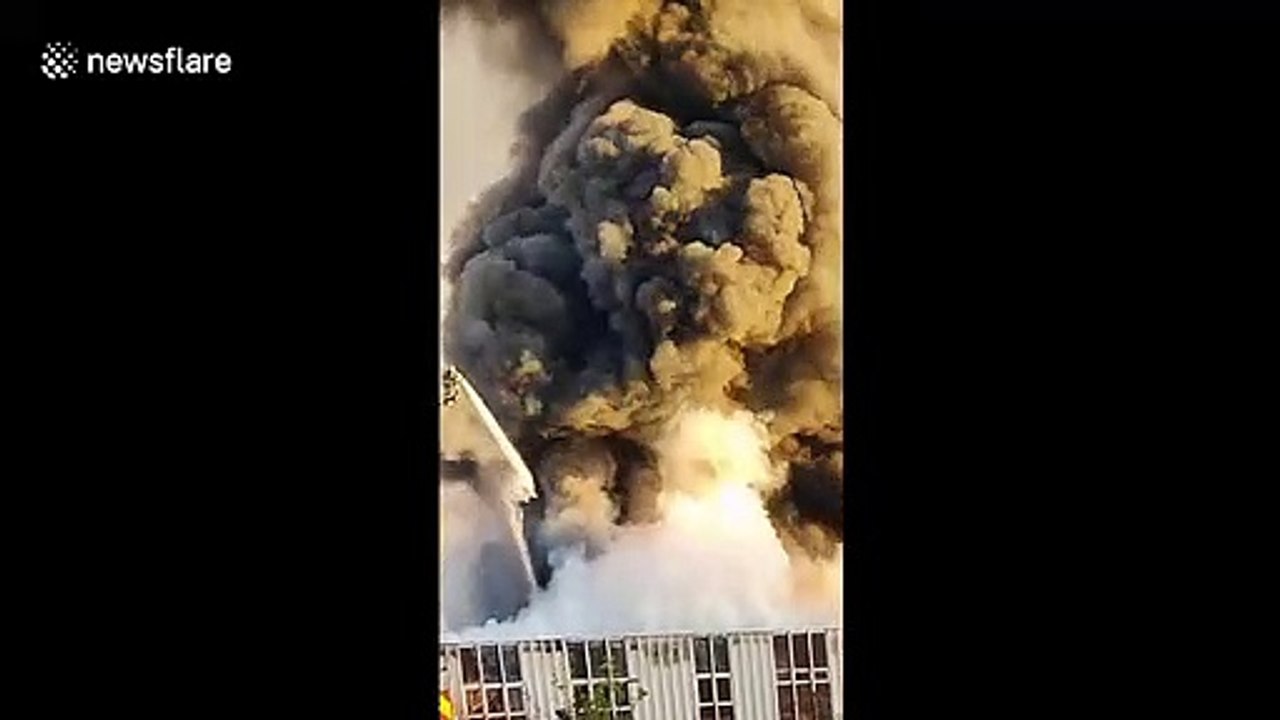 Plumes of smoke billow from battery warehouse in Lyon suburb