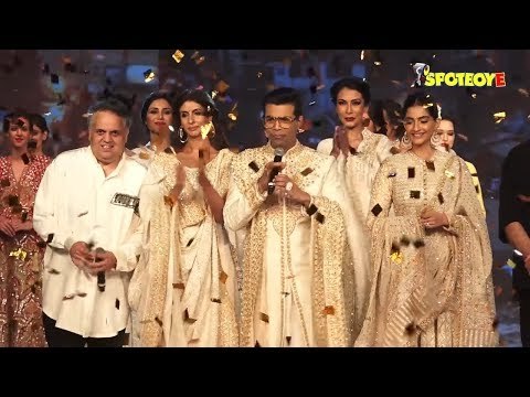 Sonam Kapoor, Karan Johar & Shweta Bachchan-Nanda walk the ramp for Abu Jani - Sandeep Khosla
