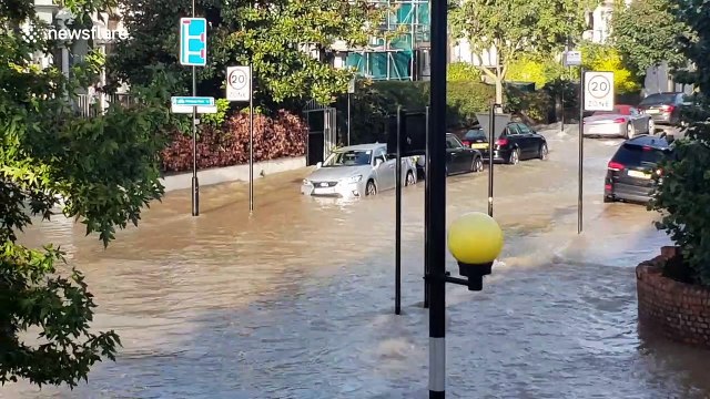 London's Finsbury Park flooded as burst pipe deluges roads