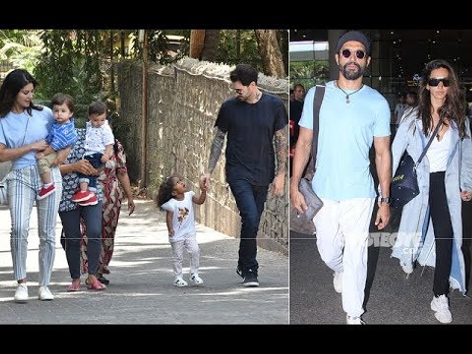 Celeb Spotting: Sunny Leone With Hubby & Kids, Farhan-Shibani Return From European Sojourn