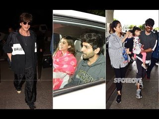 Celeb Spottings: Shah Rukh Khan At Airport, Kartik-Sara Post Shoot, Shahid Kapoor With Wife & Kids