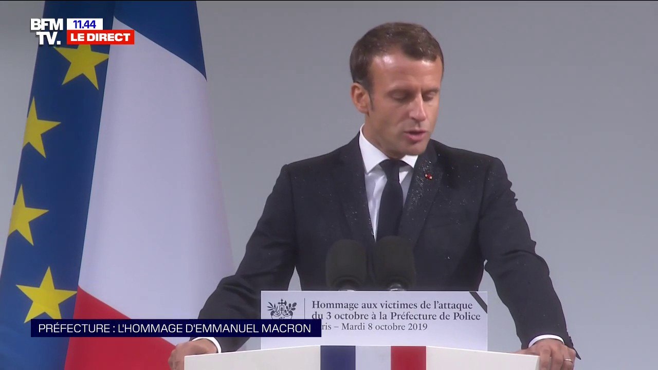 "Face au terrorisme islamiste, nous mèneront le combat sans relâche." :  Emmanuel Macron rappelle que 59 attentats ont été déjoués en 6 ans grâce aux fonctionnaires de police