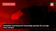 Sokakları temizleyerek kazandığı parayla iki çocuğa burs veriyor