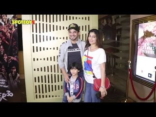 Arjun Bijlani with Son and Wife, Sukriti and Prakriti Kakar at Super 30 Screening | SpotboyE
