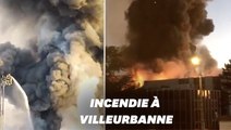 Les images de l'incendie d'un entrepôt à Villeurbanne