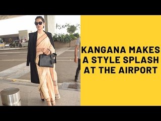 Kangana Ranaut Makes A Style Splash At The Airport As She Layers Her Saree With A Trench Coat