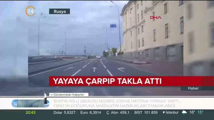 Yayaya çarpıp takla attı