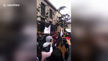 Citizens of Colombia protesting against former President Alvaro Uribe