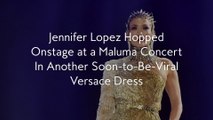 Jennifer Lopez Hopped Onstage at a Maluma Concert In Another Soon-to-Be-Viral Versace Dress