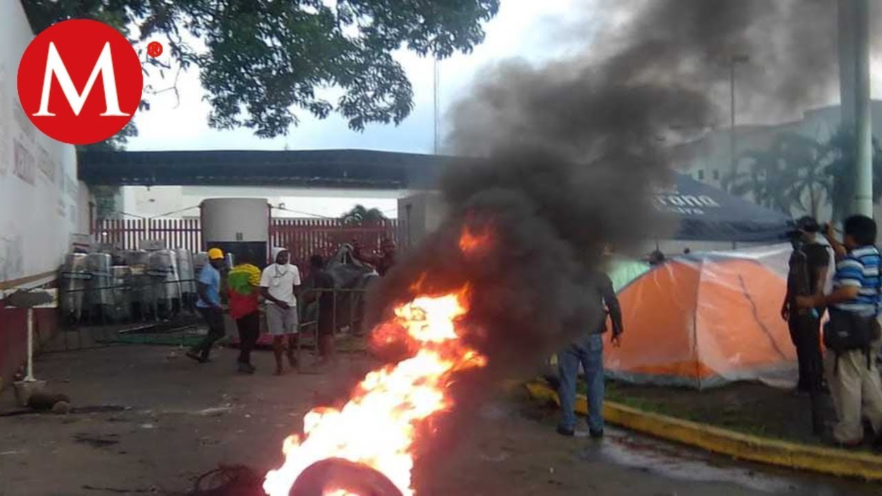 Migrantes africanos enfrentan a Guardia Nacional en Chiapas