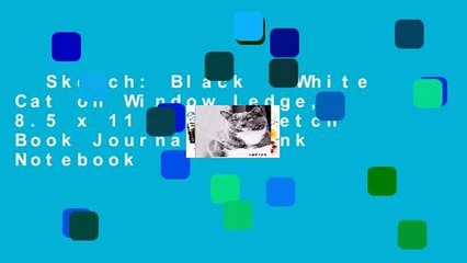 Sketch: Black   White Cat on Window Ledge, 8.5 x 11 Large Sketch Book Journal, Blank Notebook