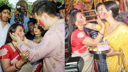 Kajol plays Sindoor Khela with Karan Johar & Rani Mukerji; Watch video | FilmiBeat