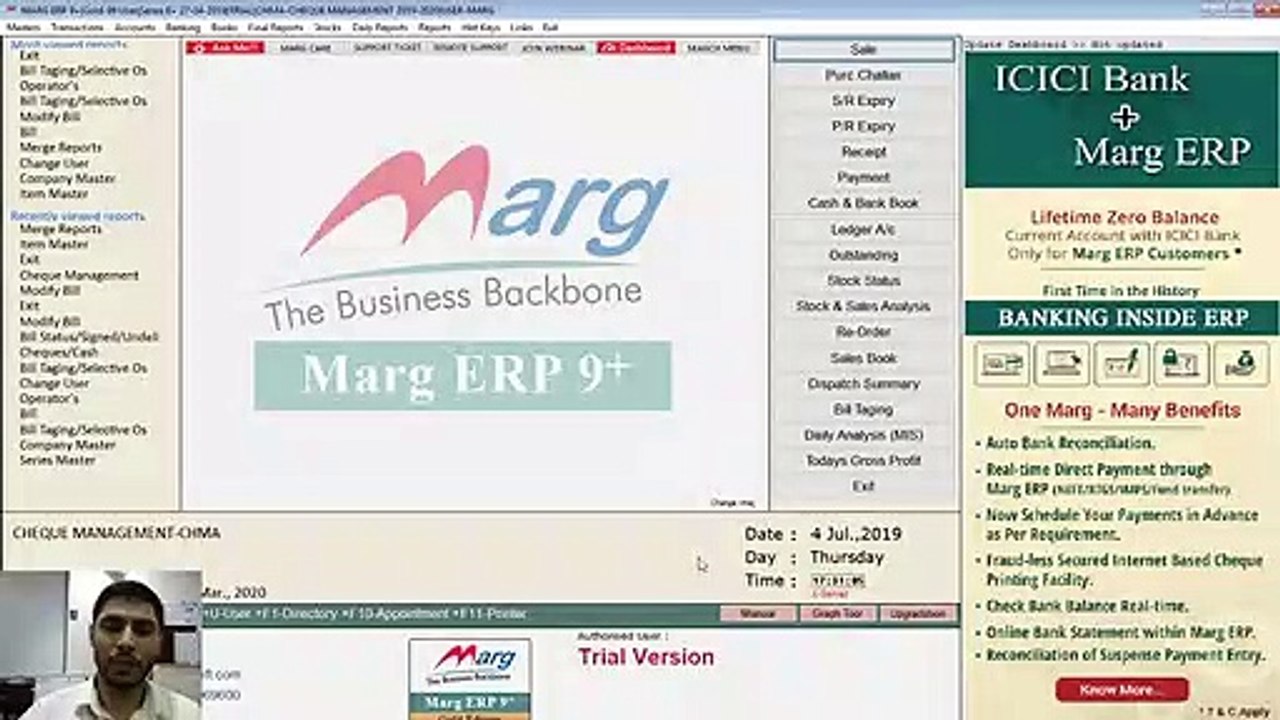 Marg Live Session - Cheque Book Management