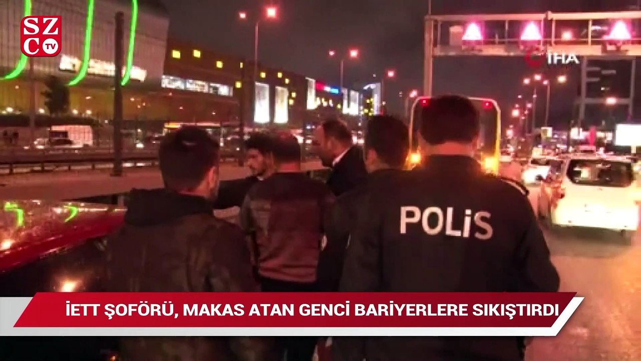İETT şoförü, makas atan genci böyle bariyerlere sıkıştırdı