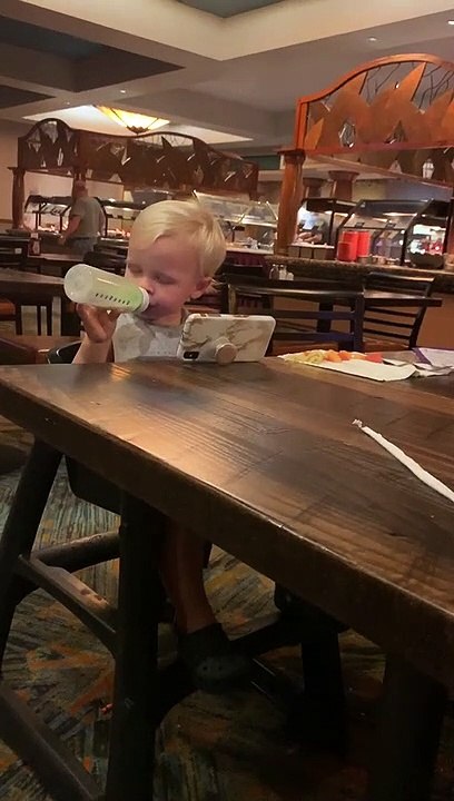 Little Tyke is Too Tired to Drink