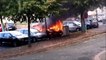 Place Sapéon à L'Arbresle, un véhicule a pris feu