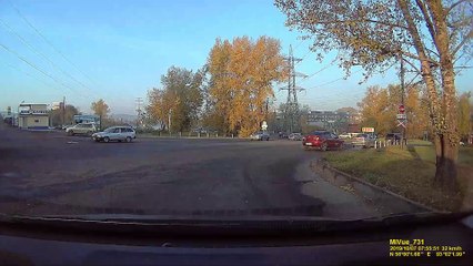 Car Gets Flipped in Krasnoyarsk