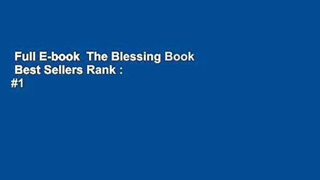 Full E-book The Blessing Book Best Sellers Rank : #1
