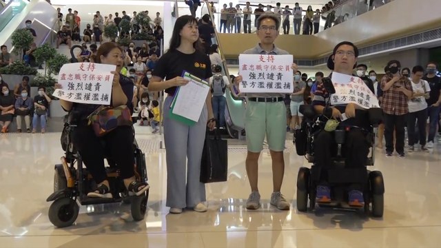 Hong Kong protesters rally against arrests of five mall staff after denying police entry