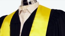 LUXURY FULLY FLUTED GOWN BLACK WITH YELLOW STOLE