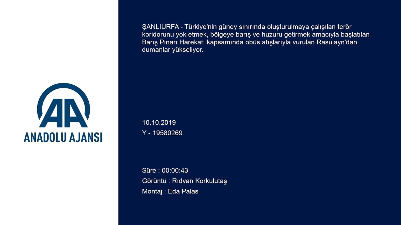 Barış Pınarı Harekatı - Obüs atışlarıyla vurulan Rasulayn'dan dumanlar yükseliyor