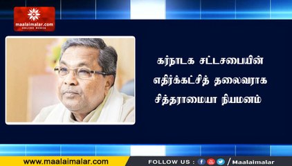 கர்நாடக சட்டசபையின் எதிர்க்கட்சித் தலைவராக சித்தராமையா நியமனம்