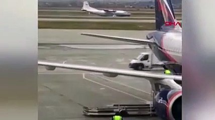Rusya'da askeri nakliye uçağı gövdesi üzerine acil iniş yaptı