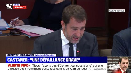 "Je crois qu'on doit pouvoir vous communiquer la fiche de poste de l'auteur" dit Christophe Castaner. "Elle est forcément classifiée." l'interrompt Laurent Nuñez.