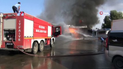 Yakıt istasyonu alev alev böyle yandı