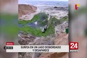 Brasil: deportista surfeó en lago durante fuerte temporal y desapareció