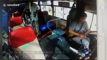 Elderly Chinese man attacks bus driver after he refuses to let the passenger off