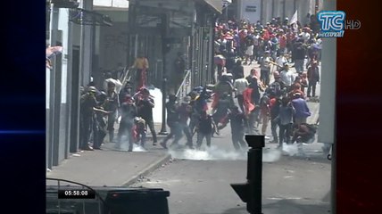 Grupo de personas infiltradas en la marcha indígena protagonizó incidentes en el Centro Histórico de Quito