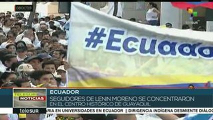 Seguidores de Lenín Moreno se concentran en centro de Guayaquil