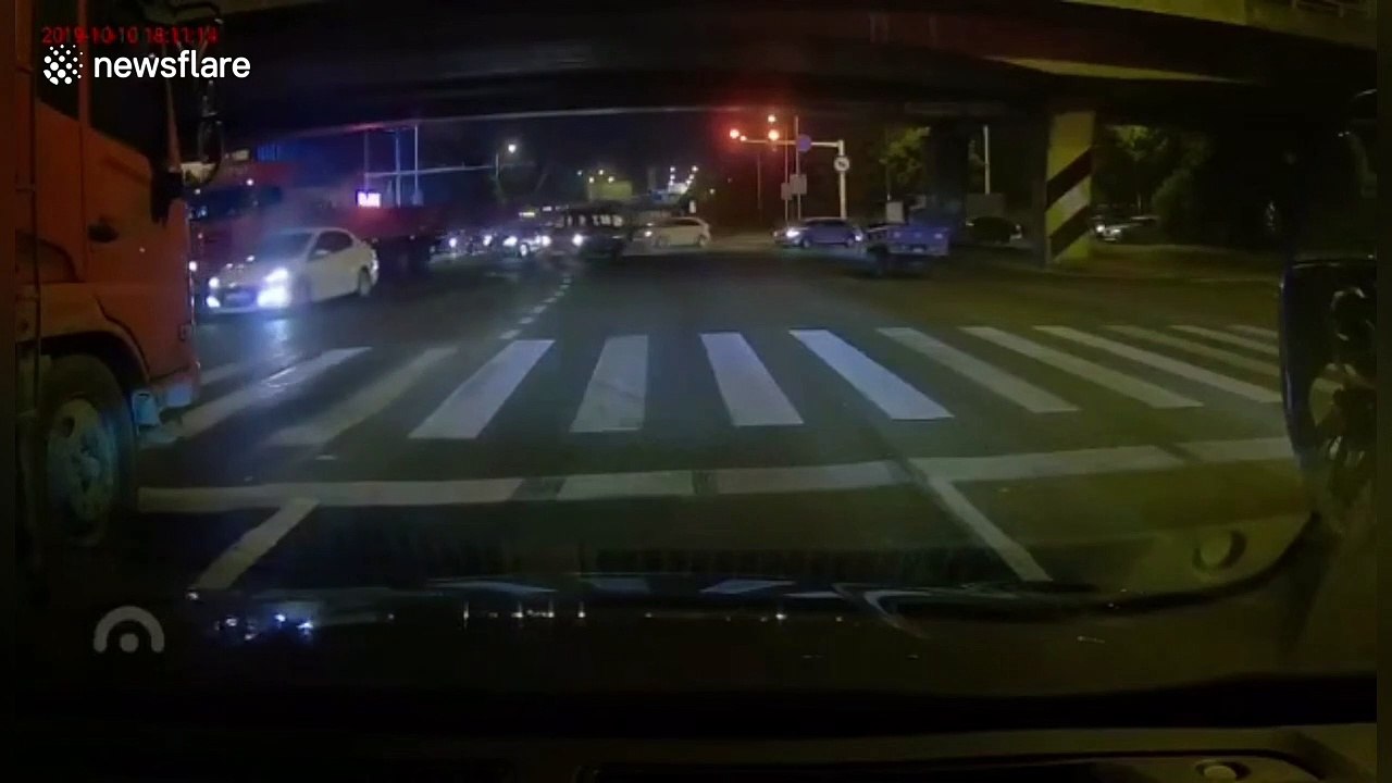 Horrifying scenes as bridge collapses onto busy Chinese highway
