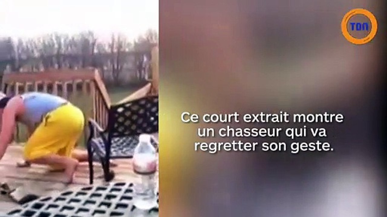 Un oiseau se venge sur le chasseur en lui faisant bien mal