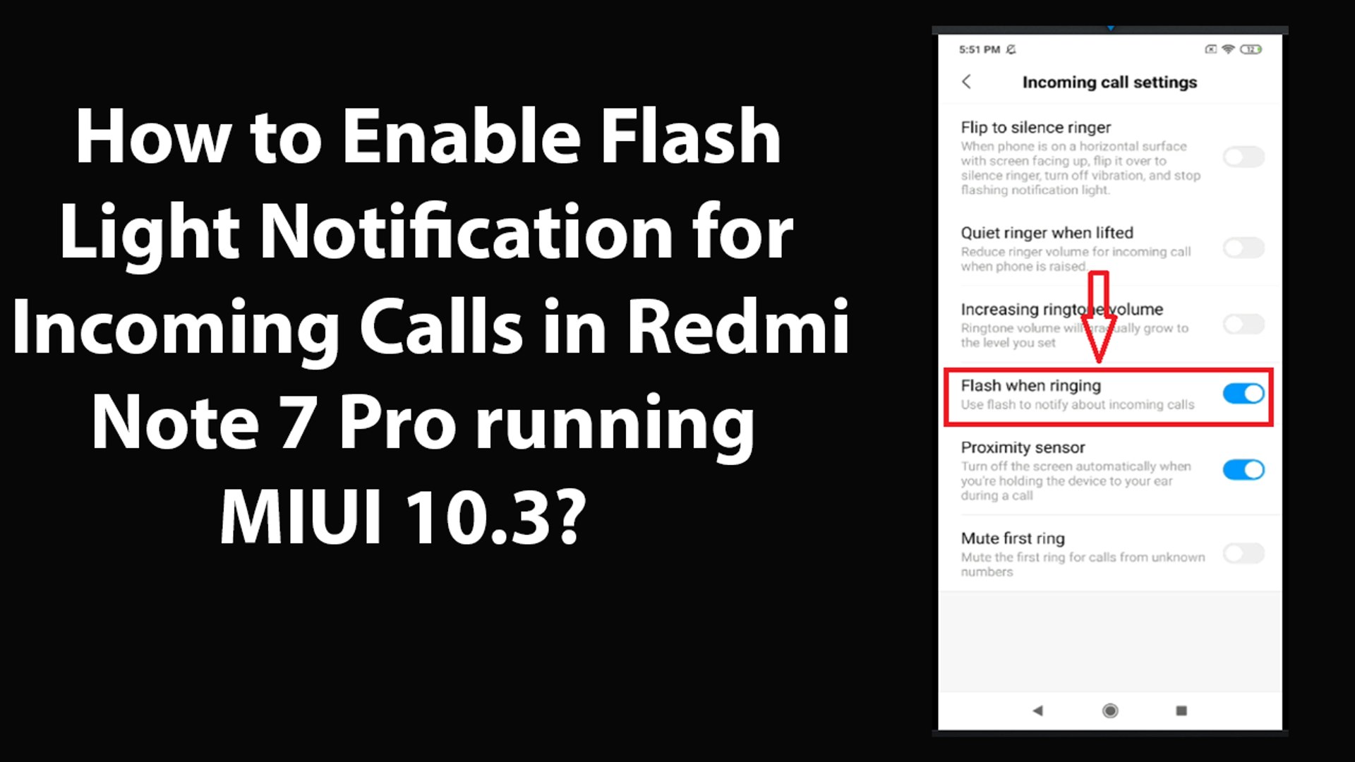 Incoming call flash clearance light