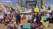 مظاهرة للأكراد أمام مكتب الأمم المتحدة في بيروت احتجاجا على عملية 