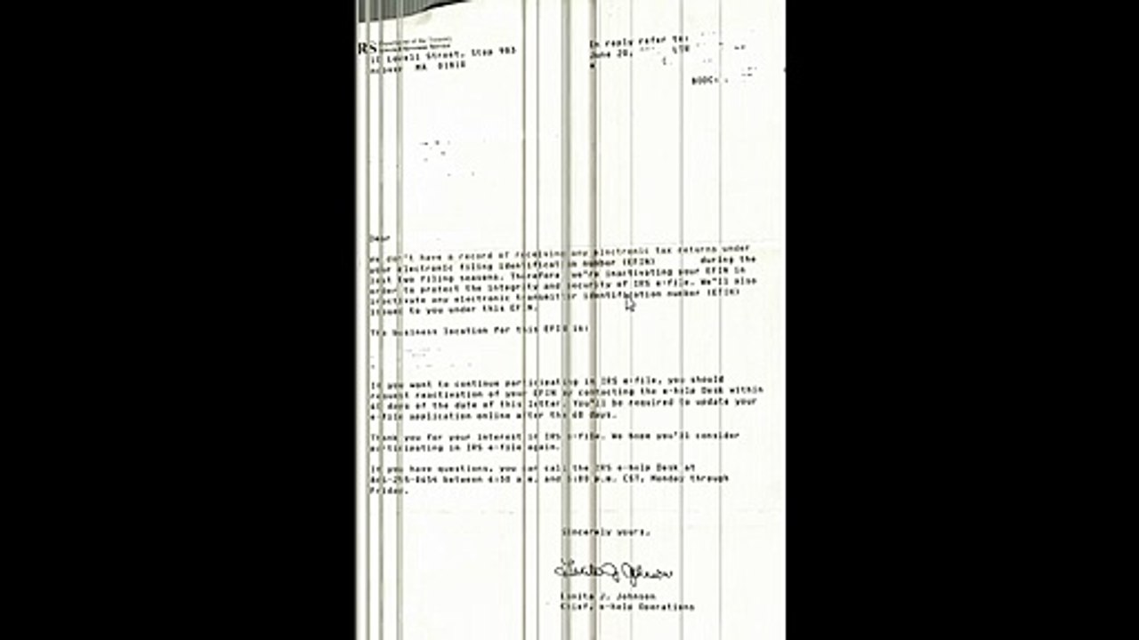 EFIN letter deactivation