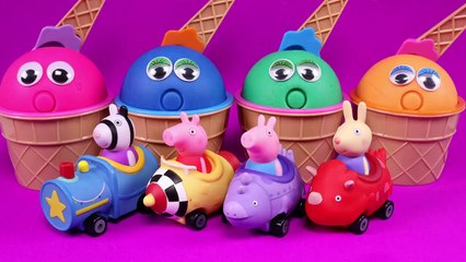 Kids Play And Learn Colors with 4 Colors Play Doh Ice Cream Cups, Paw Patrol, Peppa Pig Vehicles Toys For Kids