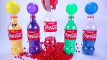 Aprender colores con Coca Cola sorpresa botellas bolas y perlas, PJ máscaras sorpresa juguetes Surprise Toys