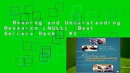 Reading and Understanding Research (NULL)  Best Sellers Rank : #2