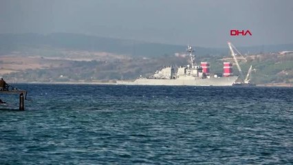 Çanakkale abd savaş gemisi, çanakkale boğazı'ndan geçti