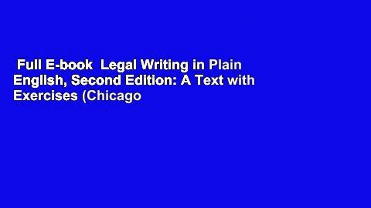 Full E-book  Legal Writing in Plain English, Second Edition: A Text with Exercises (Chicago