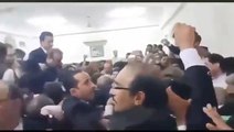 PMLN workers chant anti-establishment slogans during Nawaz Sharif's appearance before court